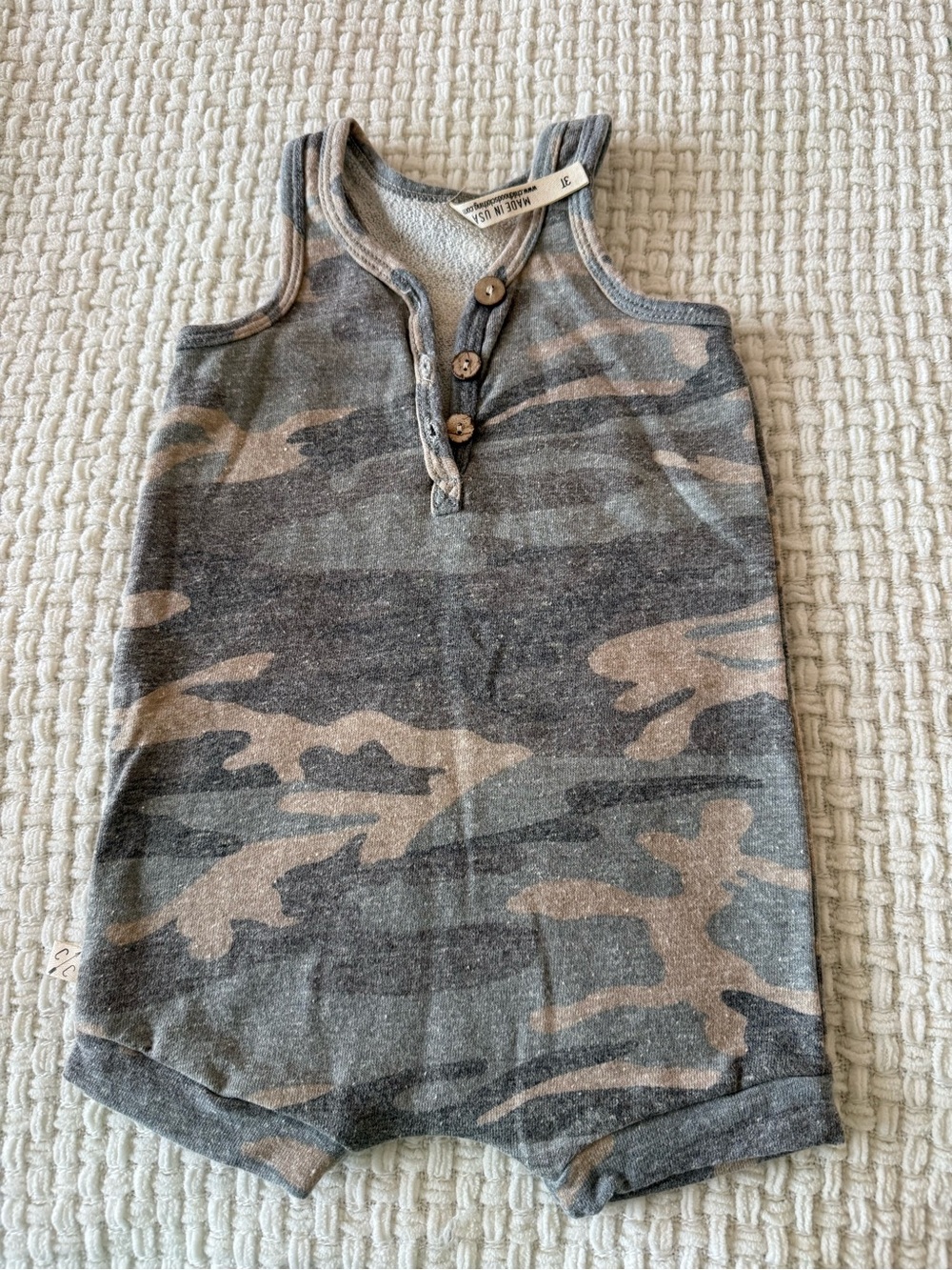 Childhoods Camo Tank Romper - Grey & Tan
